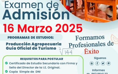 INSTITUTO DE EDUCACIÓN SUPERIOR TECNOLÓGICO PÚBLICO «EL MILAGRO» –  REALIZARÁ EXAMEN DE ADMISIÓN 2025 EL 16 DE MARZO. INSCRIPCIONES ABIERTAS DESDE EL 15 DE DICIEMBRE DE 2024, TENEMOS 2 PUNTOS DE INSCRIPCIÓN Y VENTA DE PROSPECTO DE ADMISIÓN 2025, EN EL COLEGIO FE Y ALEGRÍA N° 46, FRENTE AL GRIFO PETROPERU A UNA CUADRA DE LA PLAZA QUIÑONEZ, EN EL HORARIO DE LUNES A VIERNES DE 8:00 A.M. – 12:00 P.M. TAMBIÉN EL EN IESTP EL MILAGRO, KM. 21 CARRETERA IQUITOS-NAUTA EN EL HORARIO DE LUNES A VIENES DE 8 A.M. – 1:00 P.M. NOS PUEDEN CONTACTAR A LOS SIGUIENTES NÚMEROS: 962 984 123 – 931 564 952, AL CORREO admision@iestpfeyalegria47.edu.pe.